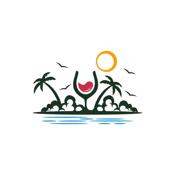 Diseño Logo Vector Wine Island — Archivo Imágenes Vectoriales