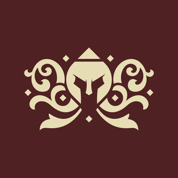 Spartan Capacete Ornamento Logo Design — Vetor de Stock