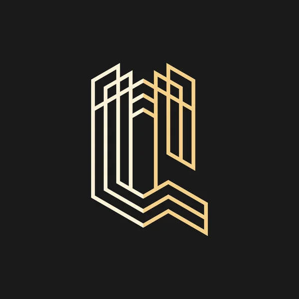 Letter Building Outline Logo Design — Stok Vektör