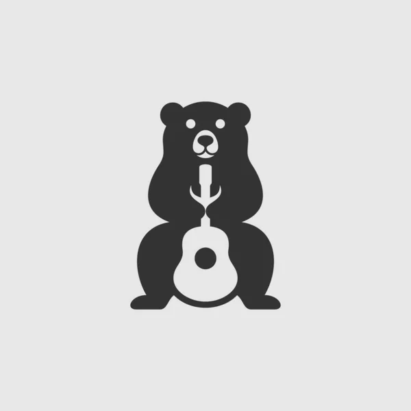 Bear Animal Guitar Business Logo Design —  Vetores de Stock