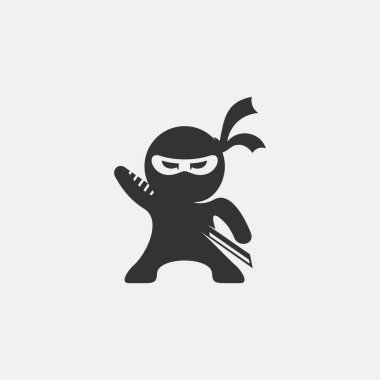Ninja Kılıcı Şirin Vektör Logosu Tasarımı
