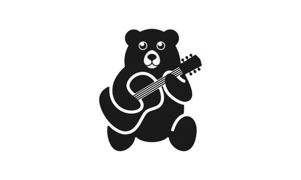 Ведмідь Гітара Музичний Векторний Дизайн — стоковий вектор
