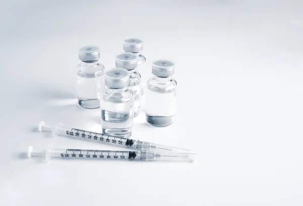 Empty Bottle Vaccine Syringe Hygiene Injection Pharmaceutical Equipment Protective Infection — Stok fotoğraf