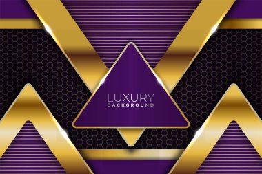 Premium Lüks Mor Altın Parlak Üçgen Arkaplan