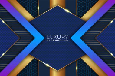 Modern Lüks Altıgen Parıltısı Mavi ve Altın Arkaplan