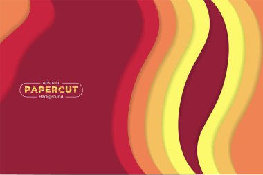 Dinamik Soyut Şekil Üst üste bindirilmiş Kağıt Kesme Biçimi Maroon ve Turuncu Arkaplan