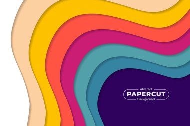 Soyut Renkli Şekil Üst üste bindirilmiş Kağıt Kesme Biçimi Arkaplanı Gölge Efekti