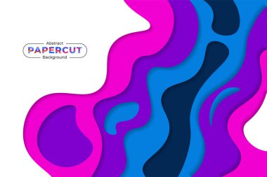 Soyut Şekil Dinamik Üst üste Renkli Kağıt Kesme Biçimi Arkaplanı Gölge Efekti