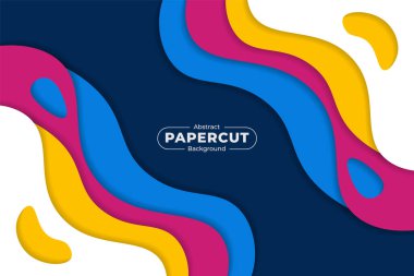 Üst üste binen Gölge Katmanıyla Renkli Soyut Dinamik Şekil Kağıt Kesme Biçimi Arkaplanı