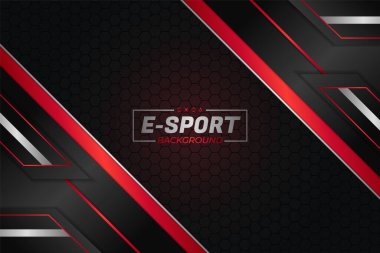 E-Spor Modern Arkaplan Koyu ve Kırmızı Çapraz Çakışan Gerçekçi Katman