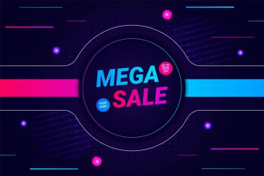 Karanlık Tarz Mega Satış Sancağında Gelecek Parıltısı Mor Arkaplan Konsepti