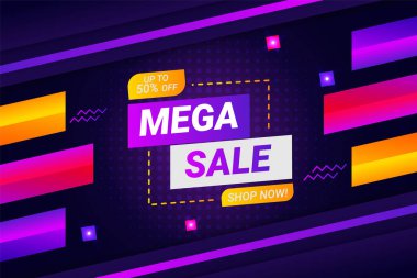 Karanlık Mega Satış Sancağında Modern Geleceği Renkli Parlak Mor Arkaplan