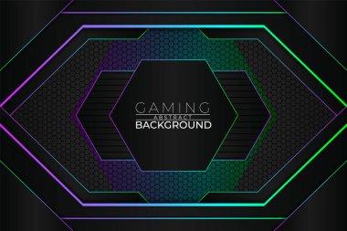 Modern Futuristik Oyun Kavramı Karanlık Arkaplanda Renkli Altıgen Parıltısı