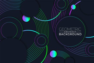 Karanlık Arkaplanda Soyut Geometrik Renkli Asimetrik Çember Parıltısı