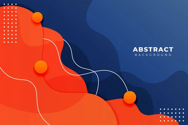 Moderne Minimaliste Résumé Forme Liquide Dynamique Orange Bleu Avec Ligne — Image vectorielle