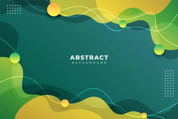 Аннотация Gradient Dynamic Liquid Shape Green Yellow Wavy Lines Background — стоковый вектор