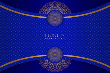 Premium Lüks Modern Zarif Mavi ve Altın Mandala Arkaplan