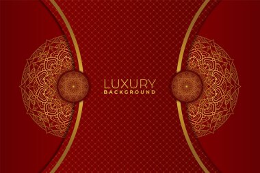 Zarif Modern Lüks Maroon ve Mandala Arkaplanlı Altın