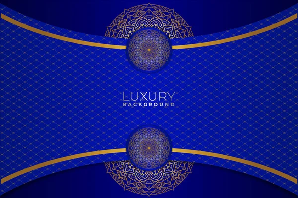 Premium Lüks Modern Zarif Mavi ve Altın Mandala Arkaplan