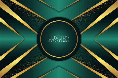 Modern Lüks Yeşil ve Altın Geometrik Parlak Soyut Arkaplan