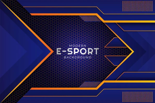 Moderní Sport Gaming Blue Oranžové Pozadí Šestiúhelník Vzor — Stockový vektor