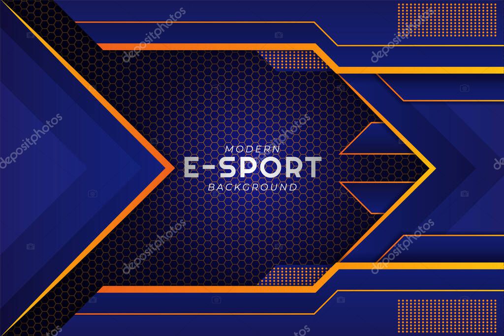 Modern E Sport Gaming Blue And Orange Background With Hexagon Pattern Premium Vector In Adobe Illustrator Ai Ai Format Encapsulated Postscript Eps Eps Format