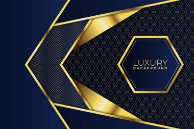 Parlak Altın Desenli Arkaplanlı Modern Lüks Soyut Geometrik Mavi
