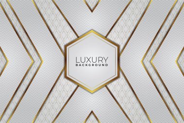 Altın desenli arkaplanı olan zarif soyut Geometrik Lüks Beyaz
