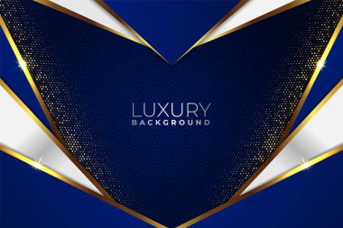 Parlak Altın Arkaplanlı Zarif Modern Lüks Mavi ve Beyaz