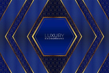 Altın Desenli Özgün Arkaplanlı Zarif Soyut Geometrik Lüks Mavi