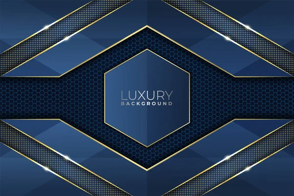 Moderne Luxus Elegante Geometrische Form Blau Mit Gold Linie Hintergrund — Stockvektor