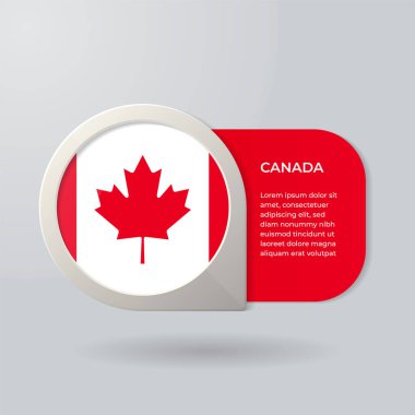 3D Map Pointer Flag Nation of Canada with Description Text