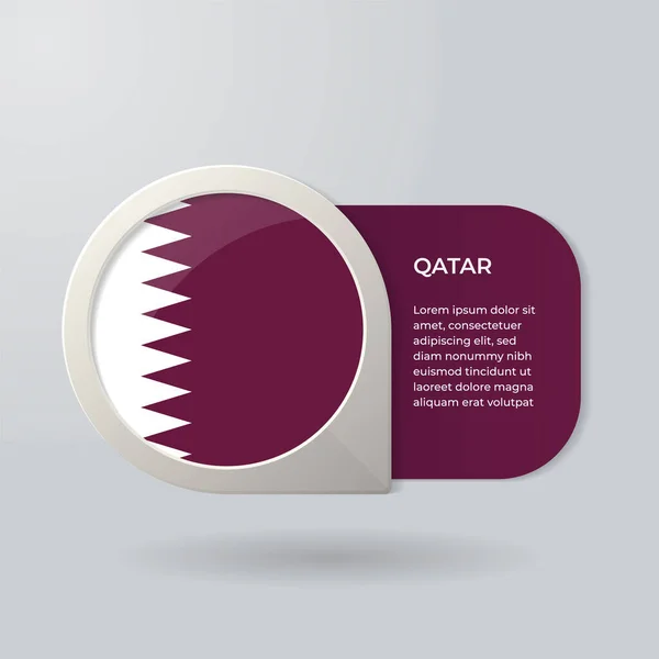 Map Pointer Flag Nation Qatar Description Text — Stock Vector