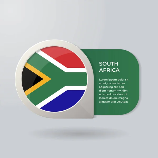 Map Pointer Flag Nation South Africa Mit Beschreibungstext — Stockvektor