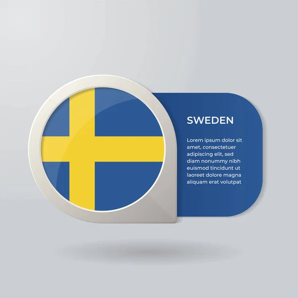 Map Pointer Flag Nation Sweden Description Text — Image vectorielle