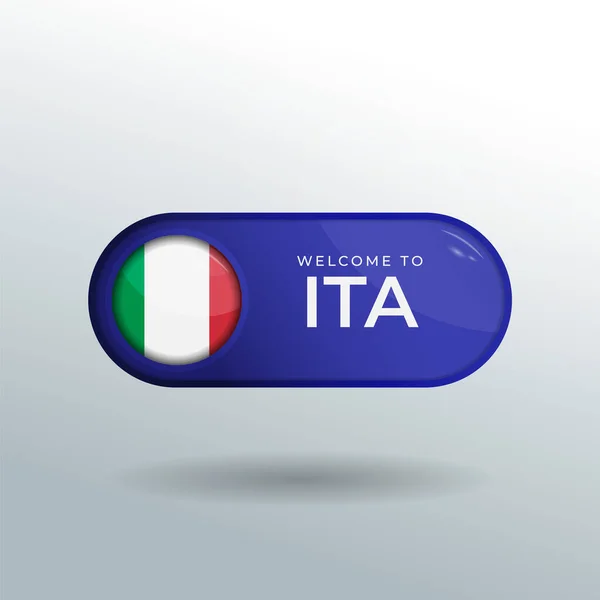 Etiqueta Localização Pointer Bandeira Nação Itália Com Reflexão Brilhante — Vetor de Stock