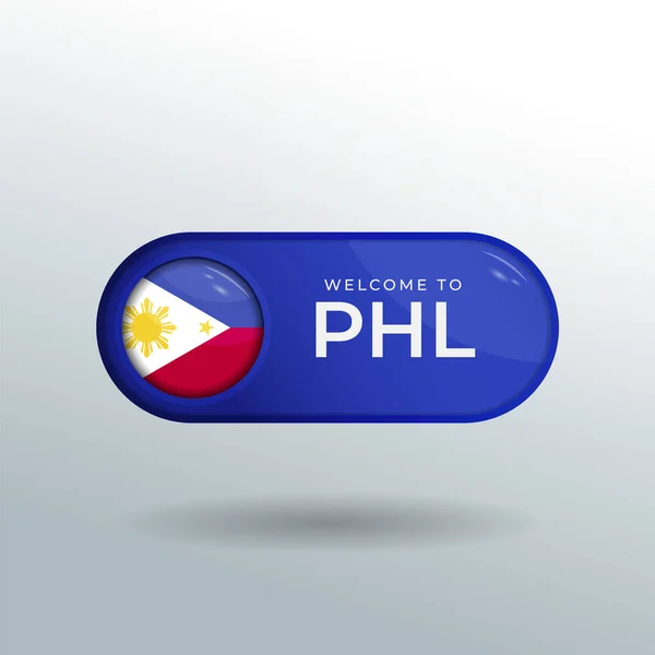 Märkning Och Placering Pointer Flag Nation Philippines Glossy Reflection — Stock vektor