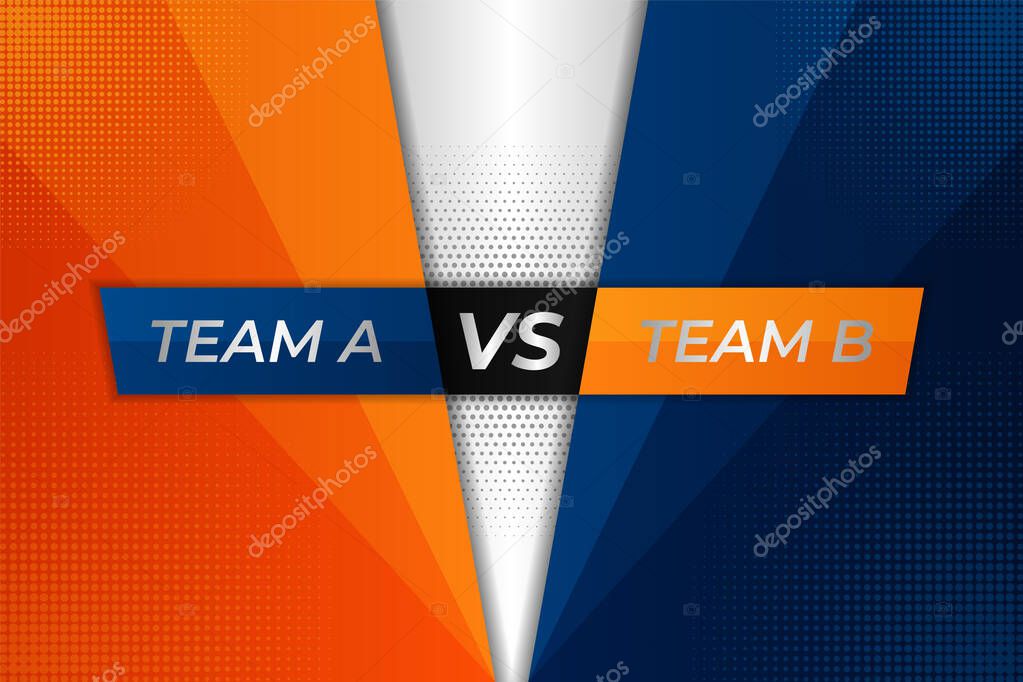 Modern Versus Sports Battle Competition Minimalist Diagonal Orange and Blue Background