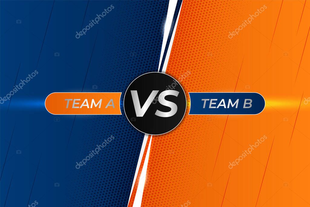 Modern Versus Sports Battle Competition Diagonal Halftone Orange and Blue Background