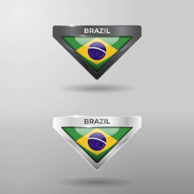 Parlak Yansıma Efektiyle Brezilya 'nın 3D Etiketi, Etiketi ve Konumu İşaretleyici Bayrak Ulusu
