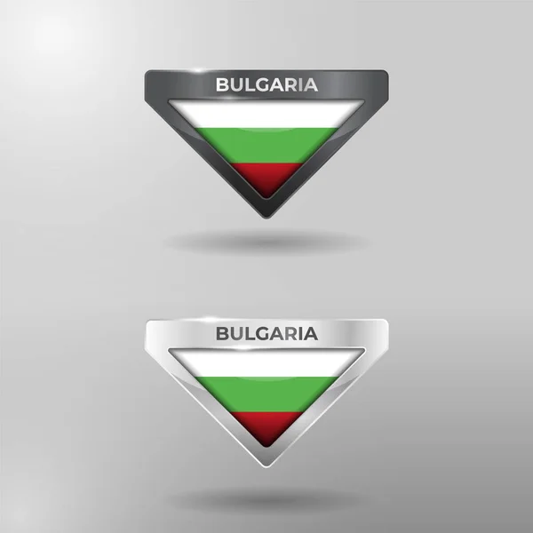 Étiquette Étiquette Emplacement Drapeau Nation Bulgarie Avec Effet Réflexion Brillant — Image vectorielle