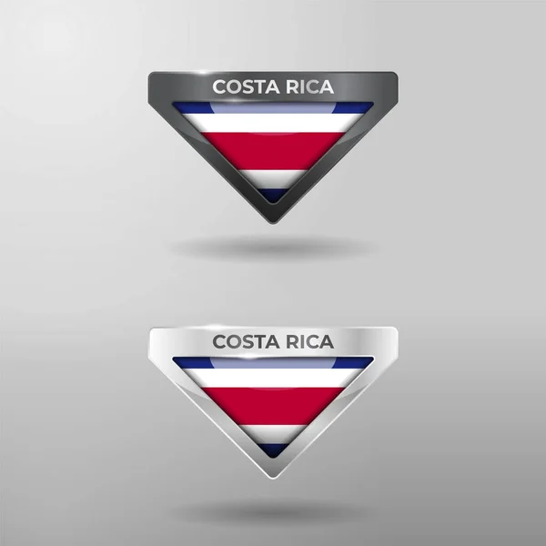 3Dラベル 位置情報 光沢のある反射効果を持つコスタリカの旗国 — ストックベクタ
