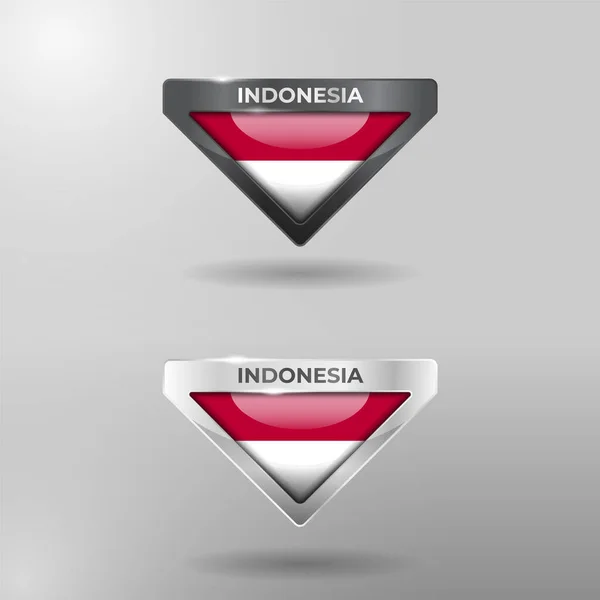 Label Tag Locatie Pointer Flag Nation Van Indonesië Met Glanzend — Stockvector