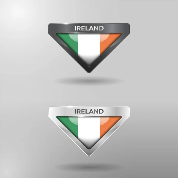 Etiqueta Tag Location Pointer Flag Nation Ireland Com Efeito Reflexão — Vetor de Stock