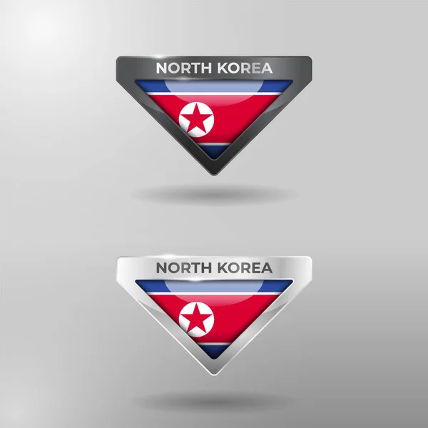 Etiqueta Tag Location Pointer Flag Nación Corea Del Norte Con — Vector de stock