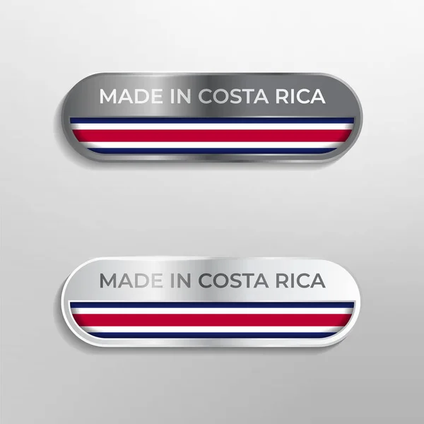 Made Costa Rica Label Symbol Logo Luxury Glossy Grey White — Stock Vector