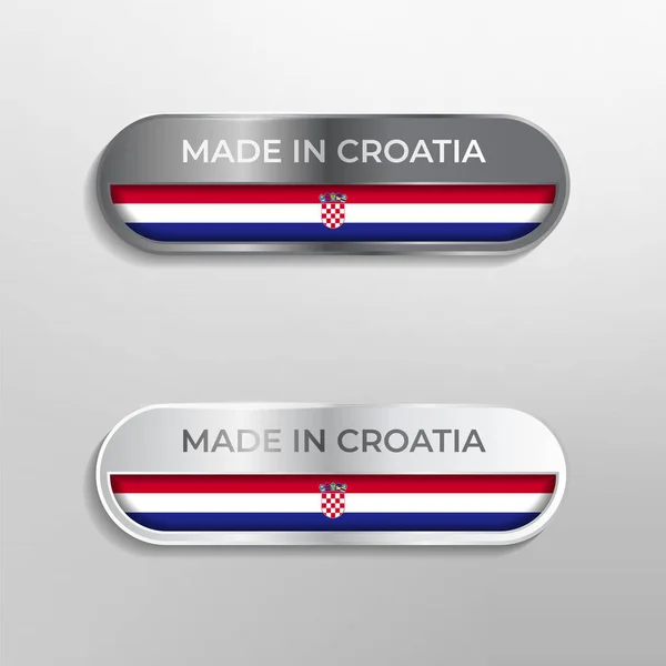 Hırvatistan Yapılan Etiket Sembol Veya Logo Lüks Gri Beyaz Görüntü — Stok Vektör