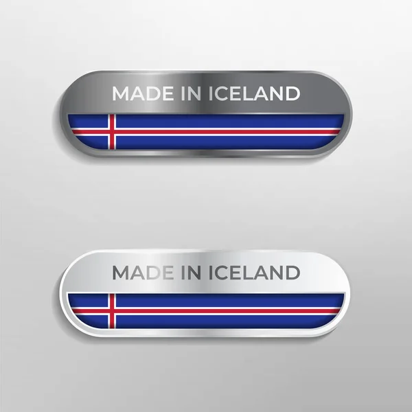 Tillverkad Island Etikett Symbol Eller Logotyp Lyx Glossy Grå Och — Stock vektor