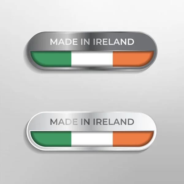Made Ireland Etiqueta Símbolo Logotipo Luxo Brilhante Cinza Branco Ilustração — Vetor de Stock