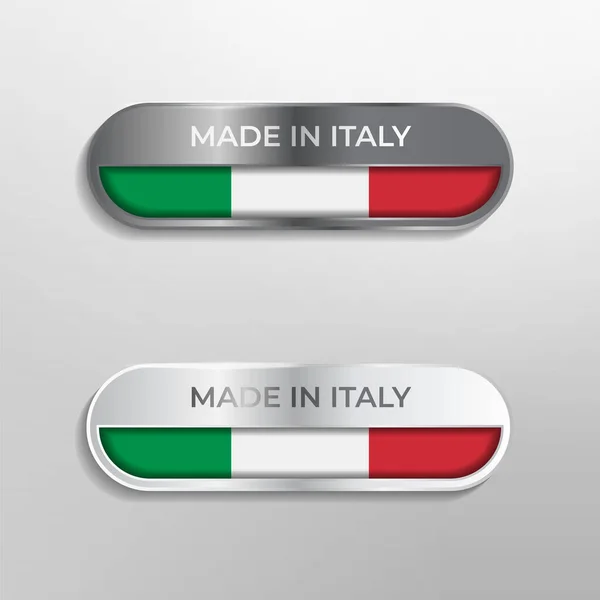 Made Italy Etiqueta Símbolo Logotipo Luxo Brilhante Cinza Branco Ilustração — Vetor de Stock